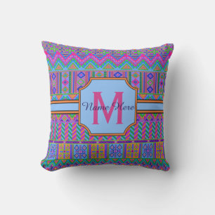 Almofada Para Ambientes Externos Uma Piscina De Porch De Monograma Tribal Aztec Bri