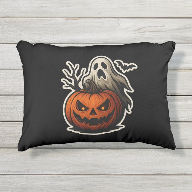 Almofada Para Ambientes Externos Vestido de Dia das Bruxas Spooky (Frente)