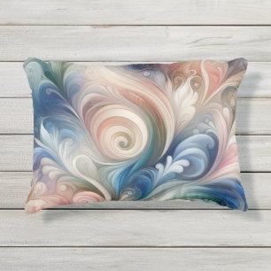Almofada Para Ambientes Externos Watercolor Fantasy Floral Pastel Blue & Cream