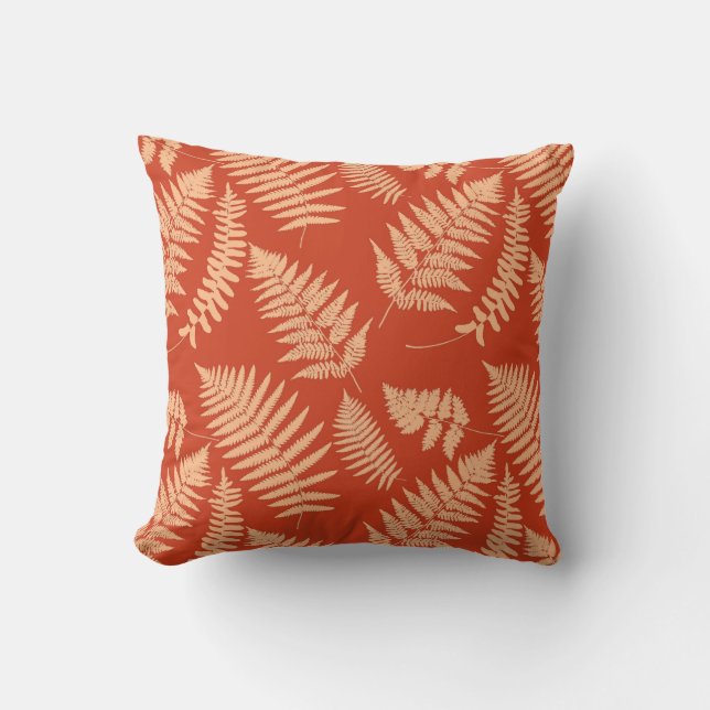 Almofada Para Ambientes Externos Woodland Fern Pattern, Mandarin Orange (Frente)