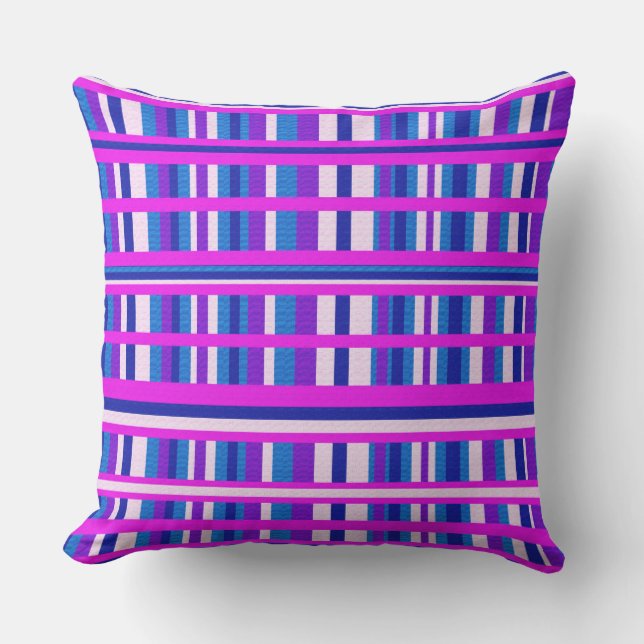 Almofada Para Ambientes Externos Xadrez azul roxa rosa (Frente)