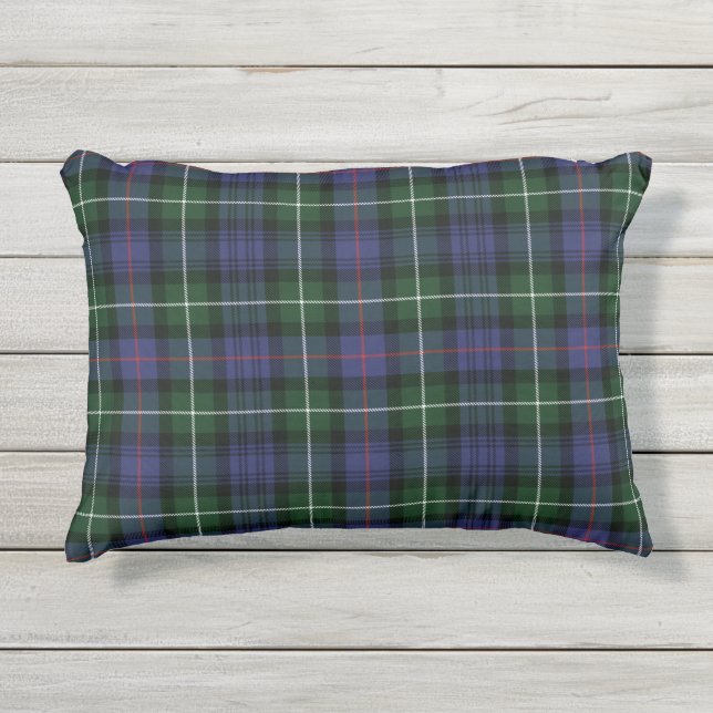 Almofada Para Ambientes Externos Xadrez Clan MacKenzie Purple Green Check Tartan (Frente)