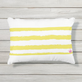 Almofada Para Ambientes Externos Yellow stripes and a pink crown Accent Pillow