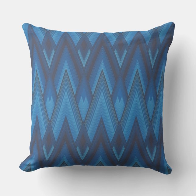 Almofada Para Ambientes Externos Zigue-Zague Azul (Frente)