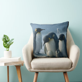 Almofada Para uma família de pinguins e um filhote de inver