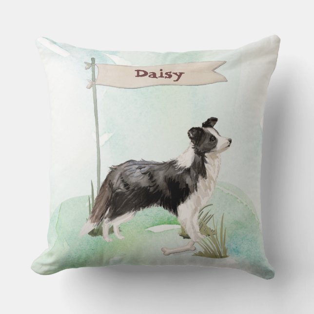 Almofada Parabéns de Borda Collie no Novo Cão (Frente)