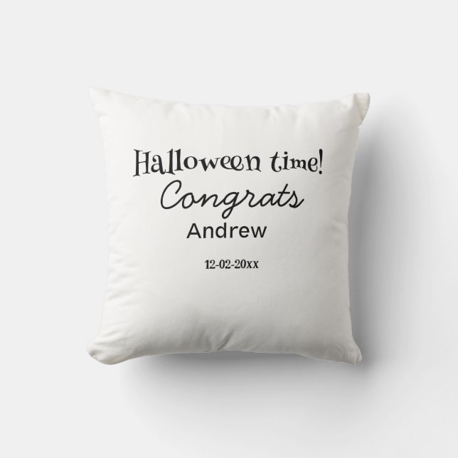 Almofada Parabéns pelo Halloween adicionar nome data ano gr (Frente)