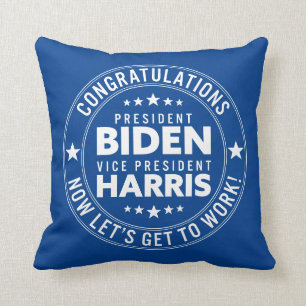 Almofada Parabéns, presidente Biden, vice-presidente Harri