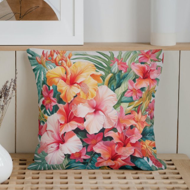 Almofada Paradiso Tropical em Aquarela (Criador carregado)