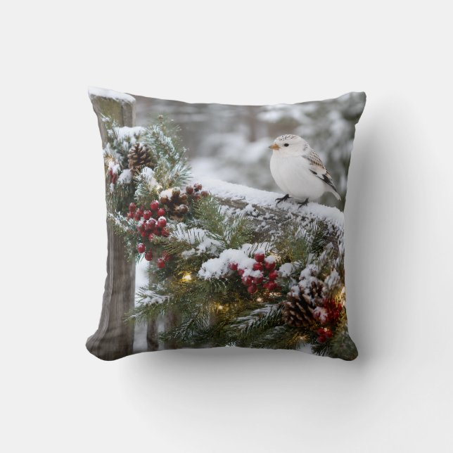Almofada Pardal-de-inverno de Natal  (Frente)