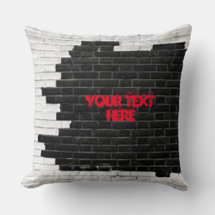 Almofada Parede de Brick Preto e Branco Personalizado