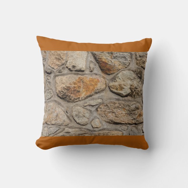 Almofada parede de concreto e pedra no Cotton Throw Pillow (Frente)