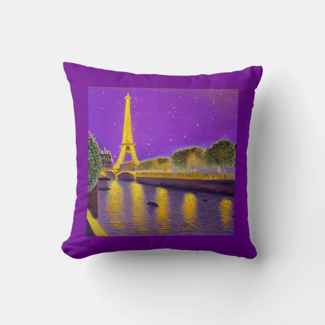 Almofada Paris ao longo do Sena sob as Estrelas (Frente)
