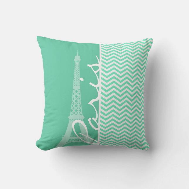 Almofada Paris; Aquamarine Chevron (Frente)