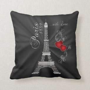 Almofada Paris com amor na prata metálica