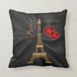Almofada Paris com amor no ouro metálico