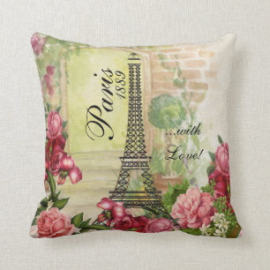 Almofada Paris com jardim de rosas do amor
