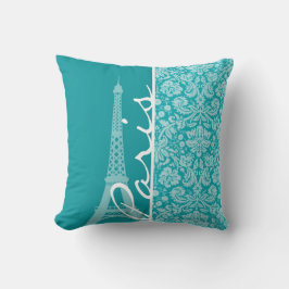 Almofada Paris; Cor damasco Azul-Verde