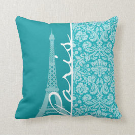 Almofada Paris; Cor damasco Azul-Verde