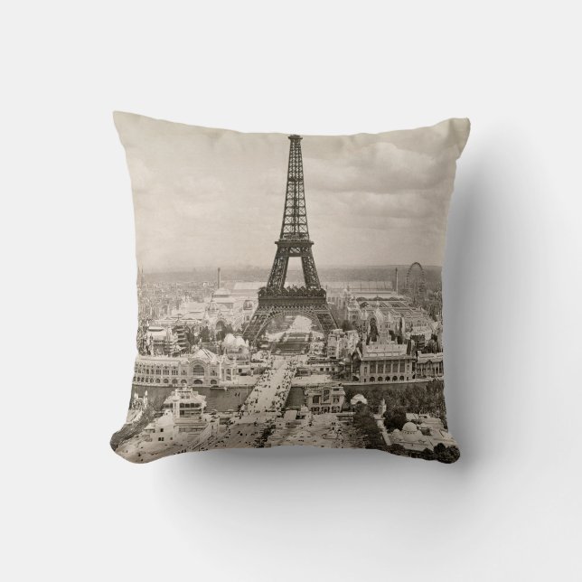 Almofada Paris: Torre Eiffel, 1900 (Frente)