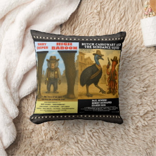 Almofada Paródia de Cartaz de Filme de Animal Ocidental