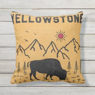 Almofada Parque Nacional Vintage Yellowstone Bison Wyoming