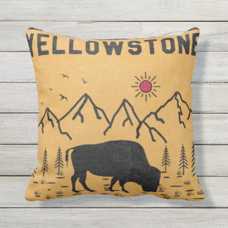 Almofada Parque Nacional Vintage Yellowstone Bison Wyoming