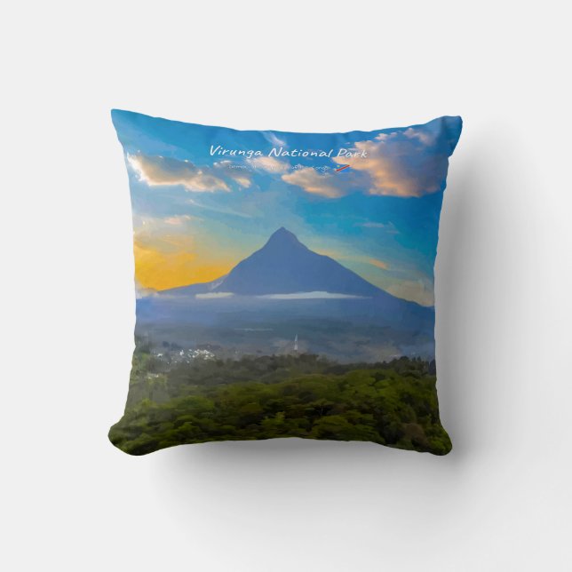 Almofada Parque Nacional Virunga, RD Congo - Vulcão (Frente)