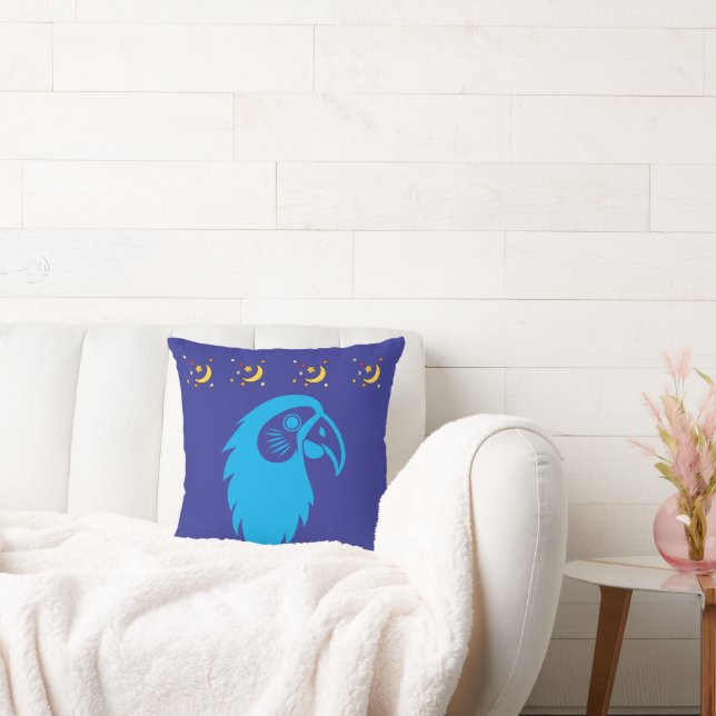 Almofada Parrot with Moon & Stars Blue Pillow (Sofá)