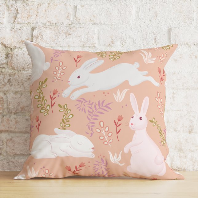 Almofada Páscoa Floral Watercolor Bunny (Criador carregado)
