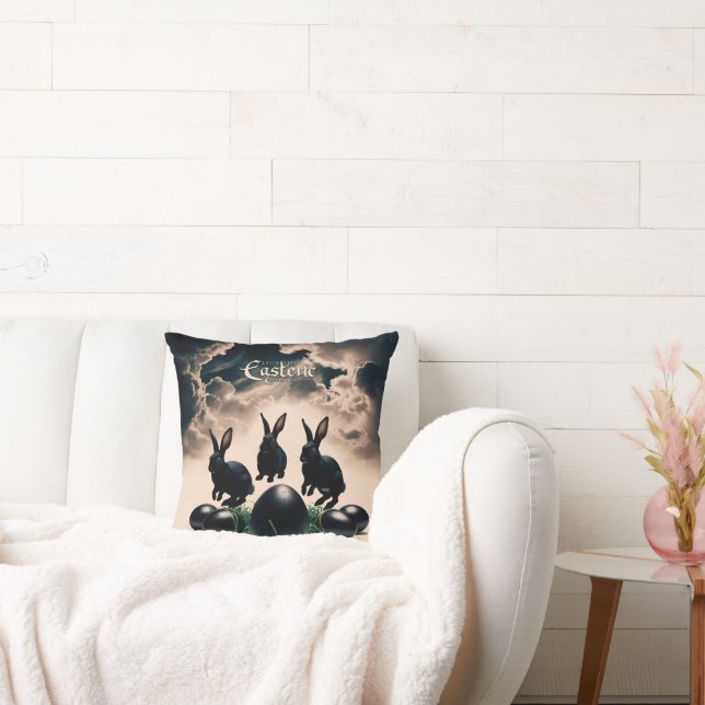 Almofada Páscoa Gótica - Coelhos Escuros e Ovos Misteriosos (Sofá)