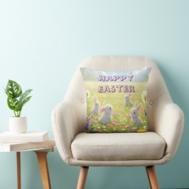 Almofada Páscoa Lavanda Coelhinho Branco Floral Primavera C