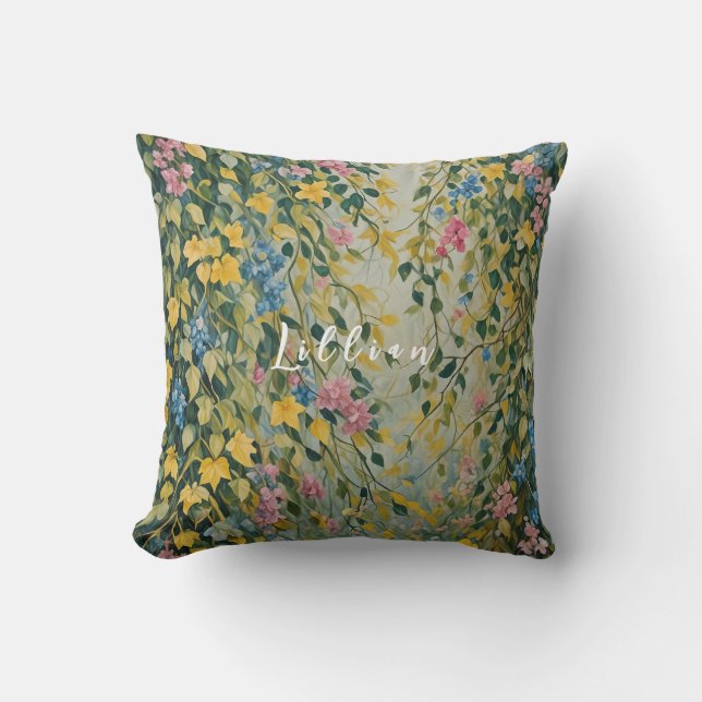 Almofada Passagem Encantada: Jardim Secreto Pastel (Frente)