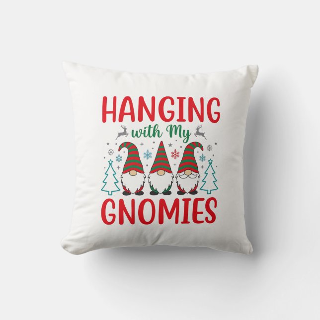 Almofada Passando o Natal com Meus Gnomos (Frente)
