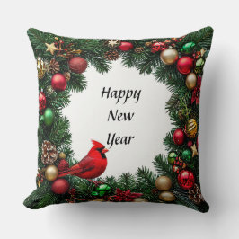 Almofada Pássaro Cardinal Vermelho em Decoração Festiva