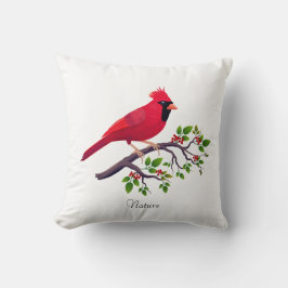 Almofada Pássaro Cardinal Vermelho no Galho da Árvore