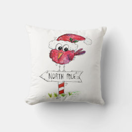 Almofada Pássaro de Natal Vermelho Caprichoso