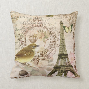 Almofada Pássaro do vintage e travesseiro franceses da