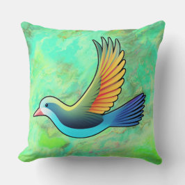 Almofada Pássaro Estilizado no Travesseiro decorativo Marbl