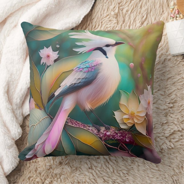 Almofada Pássaro Fantasia Branca - Blush Tail Jay (Cobertor)