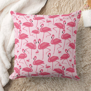 Almofada Pássaro Flamingo rosa aquarela cor-de-rosa na Desi