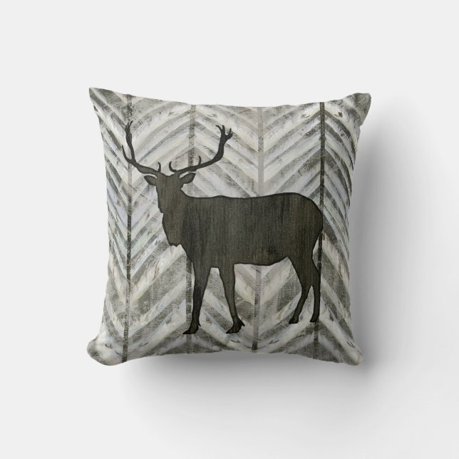 Almofada Pássaro Florestal Lodge Elk w Antler Chevron Strik (Frente)