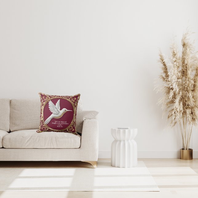 Almofada Pássaro Humm Branco em Vermelho (Criador carregado)