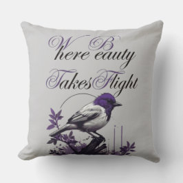 Almofada Pássaro Magnífico nas Folhas Roxas | Art Impressão