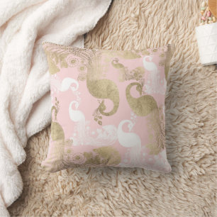 Almofada Pássaro pacifista real, branco-rosado, cor-de-rosa