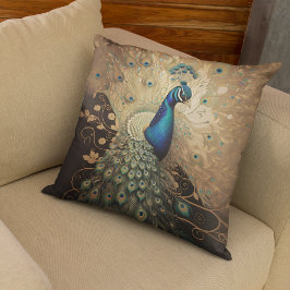 Almofada Pássaro Peacock Ouro Elegante