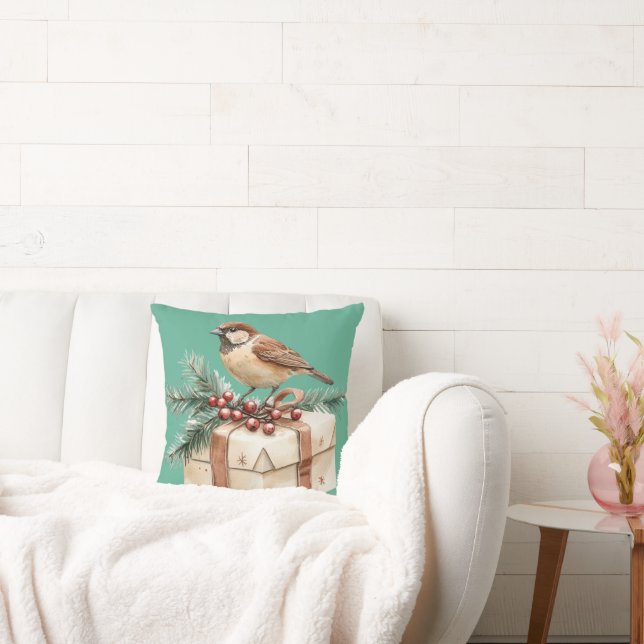 Almofada Pássaro presente de Natal (Sofá)