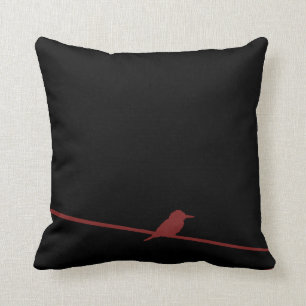 Almofada Pássaro preto & vermelho