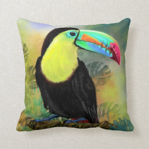 Almofada Pássaro Toco Tropical Exótico - Pintura Migrada