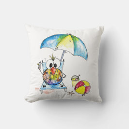 Almofada Pássaro Whimsical na Praia